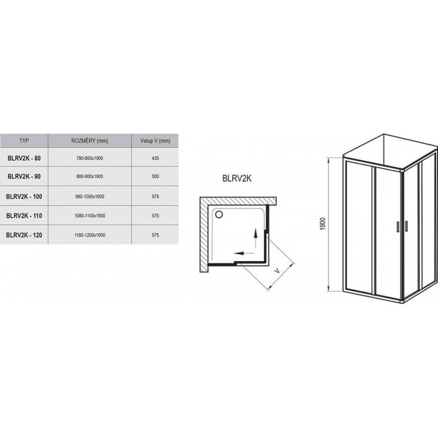 Rectangular shower enclosure Ravak Blix, BLRV2K-100, satin+glass Grape – 2