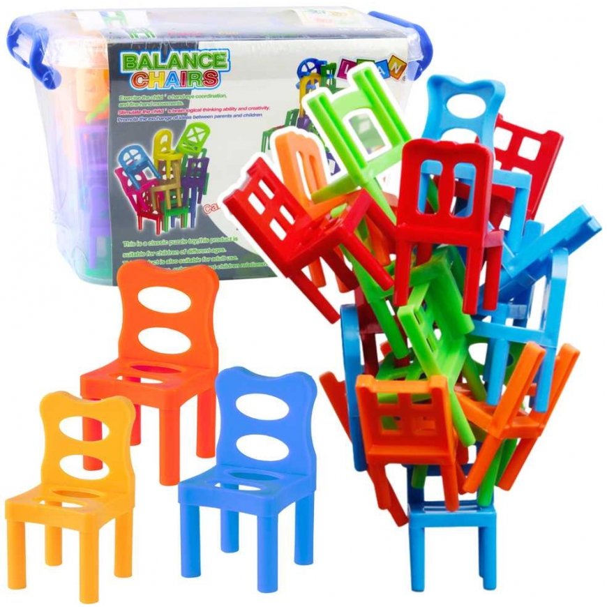 Lean Toys Falling Balance Chairs Skill Game 48 Pieces Colorful – 2