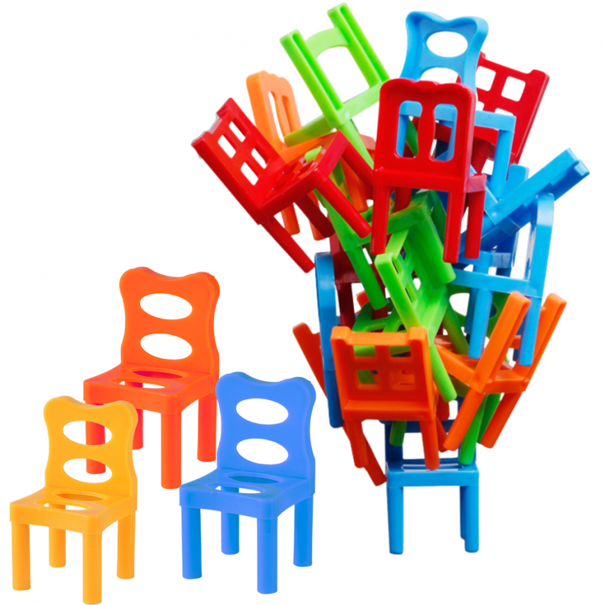 Lean Toys Falling Balance Chairs Skill Game 48 Pieces Colorful – 3