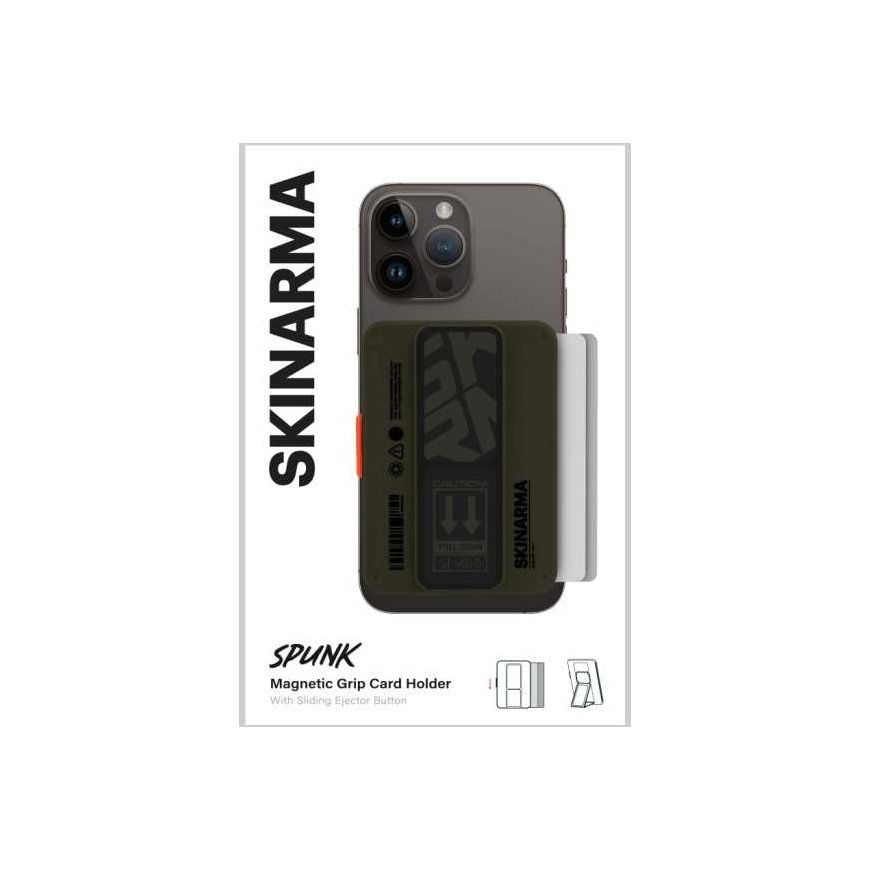 Dėklas MagSafe kišenėlė Skinarma Mirage Spunk Wallet Magnetic Grip Stand žalios spalvos – 4