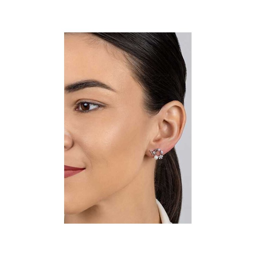 Brilio Silver Silver earrings Rings with zircons and pearls EA1054W – 2