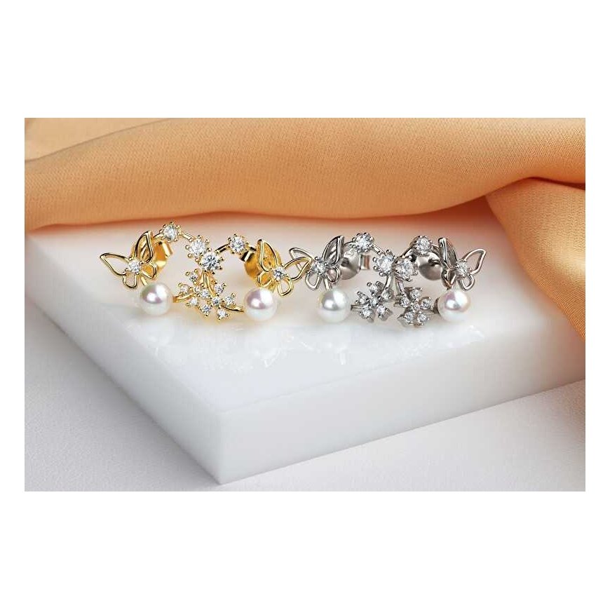 Brilio Silver Silver earrings Rings with zircons and pearls EA1054W – 4