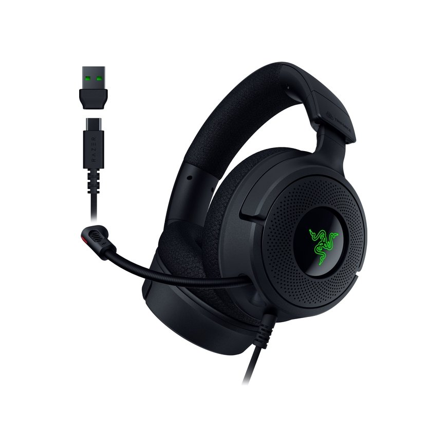 Razer Kraken V4 X Laisvų rankų įranga Vielinis Su lankeliu Žaidimams USB Type-C / USB Type-A Juoda
