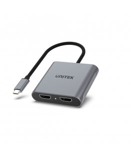 UNITEK V1404B videokaapeli-adapteri 0,15 m USB Type-C 2 x HDMI Harmaa