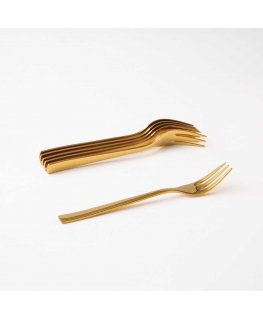 Prato cake fork set, 6 pieces, gold color, AMBITION