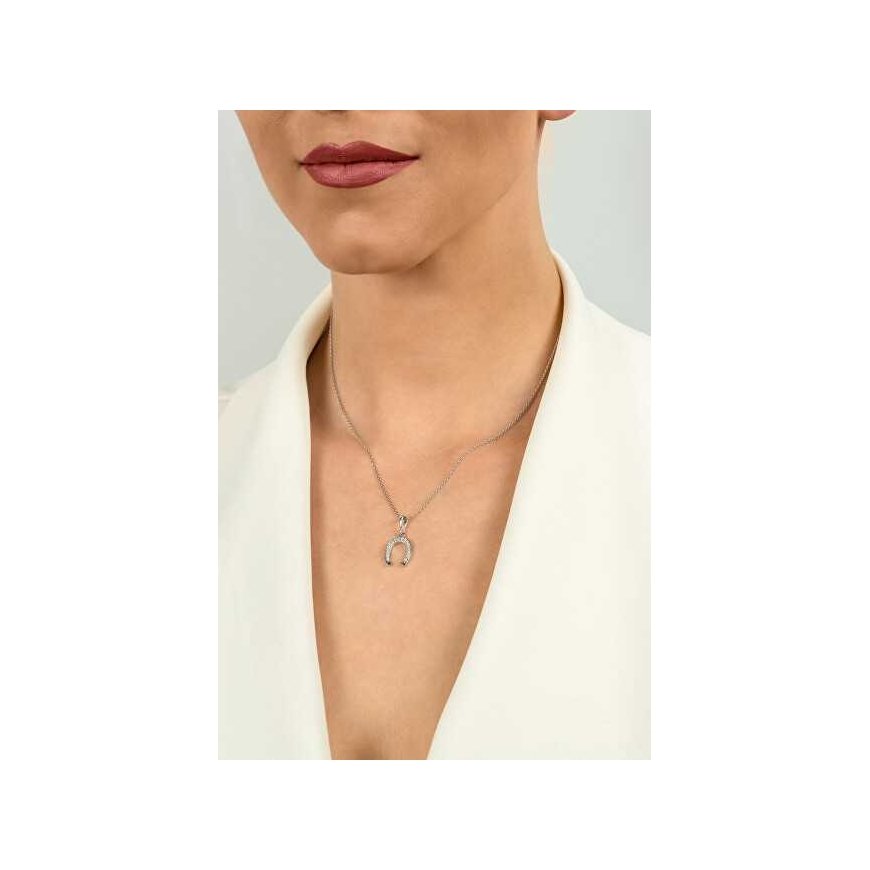 Brilio Silver Timeless Silver Horseshoe Pendant with Zircons PT49W – 2