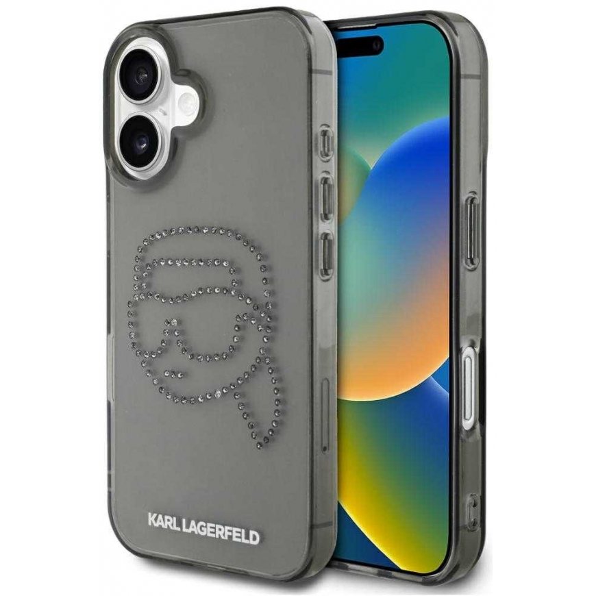 Karl Lagerfeld IML Rhinestones Karl Head Apple iPhone 16 case black