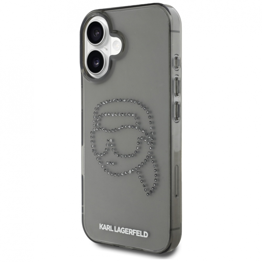 Karl Lagerfeld IML Rhinestones Karl Head Apple iPhone 16 dėklas telefonui juodos spalvos – 2