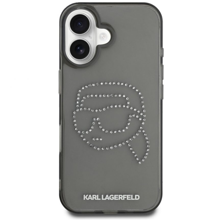 Karl Lagerfeld IML Strassilla koristeltu Karl Head Apple iPhone 16 -suojakuori musta – 3