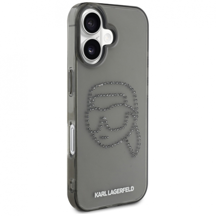 Karl Lagerfeld IML Strassilla koristeltu Karl Head Apple iPhone 16 -suojakuori musta – 4