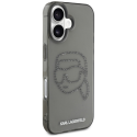 Karl Lagerfeld IML Rhinestones Karl Head Apple iPhone 16 dėklas telefonui juodos spalvos Karl Lagerfeld IML Rhinestones Karl Head Apple iPhone 16 dėklas telefonui juodos spalvos