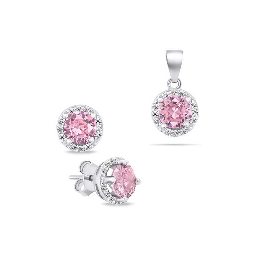 Brilio Silver Brilio Silver Sparkling silver jewelry set with zircons SET230WP (earrings, pendant)