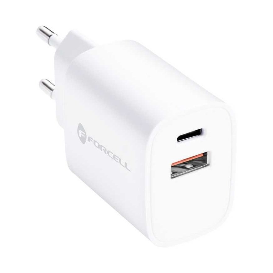 Charger Forcell (1xUSB-C1xUSB 3A 30W) white – 2
