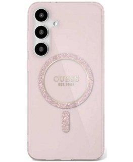 Guess Glitter Circle Classic Logo MagSafe Case for Samsung Galaxy S25 Ultra Pink