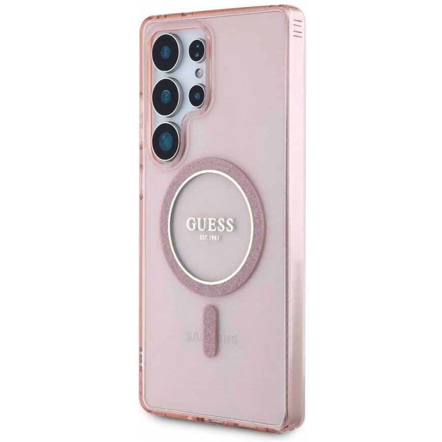 Guess Glitter Circle Classic Logo MagSafe Case for Samsung Galaxy S25 Ultra Pink – 2