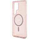 Guess Glitter Circle Classic Logo MagSafe -kotelo Samsung Galaxy S25 Ultralle, pinkki Guess Glitter Circle Classic Logo MagSafe -kotelo Samsung Galaxy S25 Ultralle, pinkki