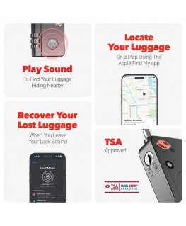 KEYSMART SmartLock TSA Approved Find My Lock, Black