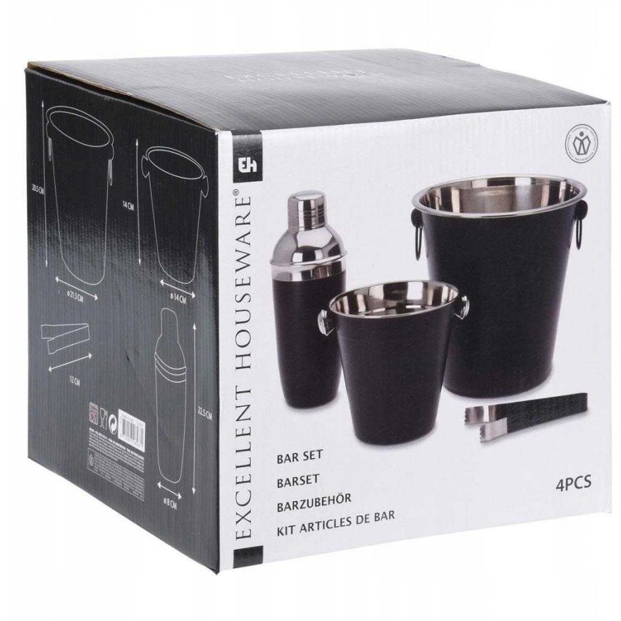 Excellent Houseware Kokteilių gaminimo rinkinys plienas juoda 4 vnt. – 3