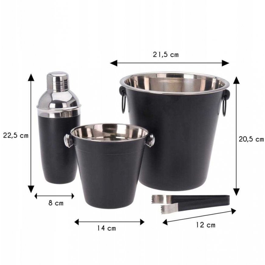Excellent Houseware Kokteilių gaminimo rinkinys plienas juoda 4 vnt. – 4