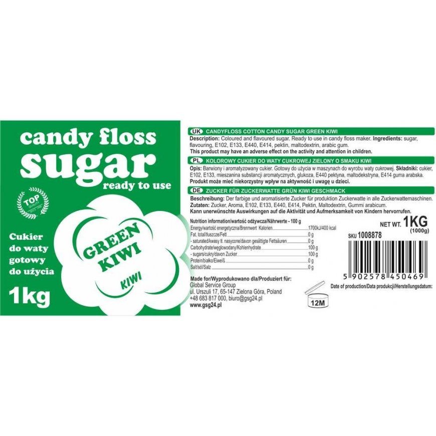 Gsg24 Cotton candy sugar GSG1008878, kiwi flavor, 1kg – 3