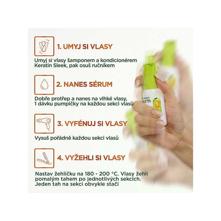 Garnier Fructis Keratin Sleek Heat Activated Serum – Serum for Dry and Frizzy Hair – 50 ml – 5