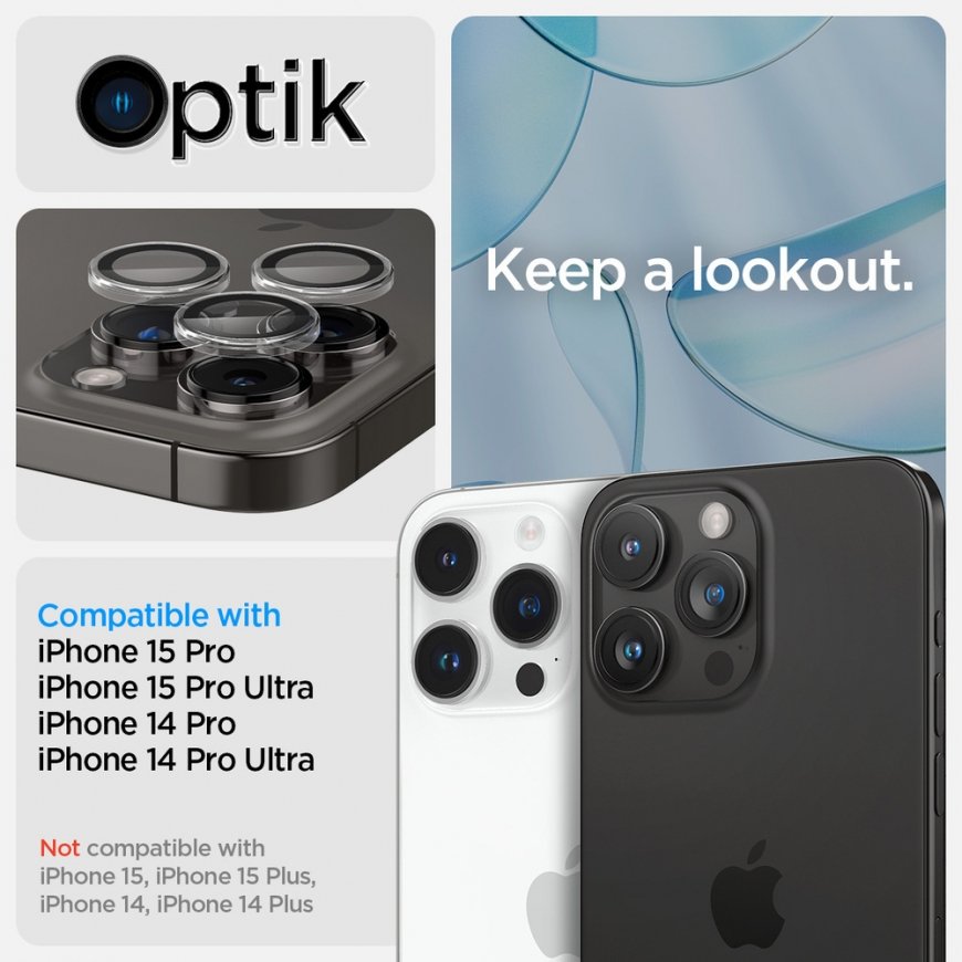 Spigen iPhone 15 Pro / 15 Pro Max / 14 Pro / 14 Pro Max Camera Lens Protector EZ Fit GLAS.tR Optik P – 2