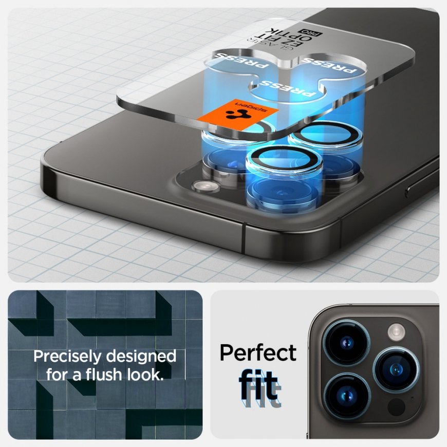 Spigen iPhone 15 Pro / 15 Pro Max / 14 Pro / 14 Pro Max Camera Lens Protector EZ Fit GLAS.tR Optik P – 4
