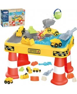 WOOPIE Table Water 2in1 Sandbox Construction Site + 4 Cars 12 pcs.
