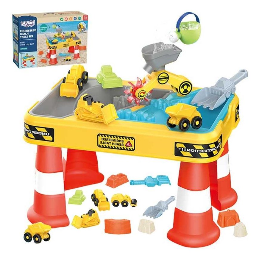 WOOPIE Table Water 2in1 Sandbox Construction Site + 4 Cars 12 pcs.