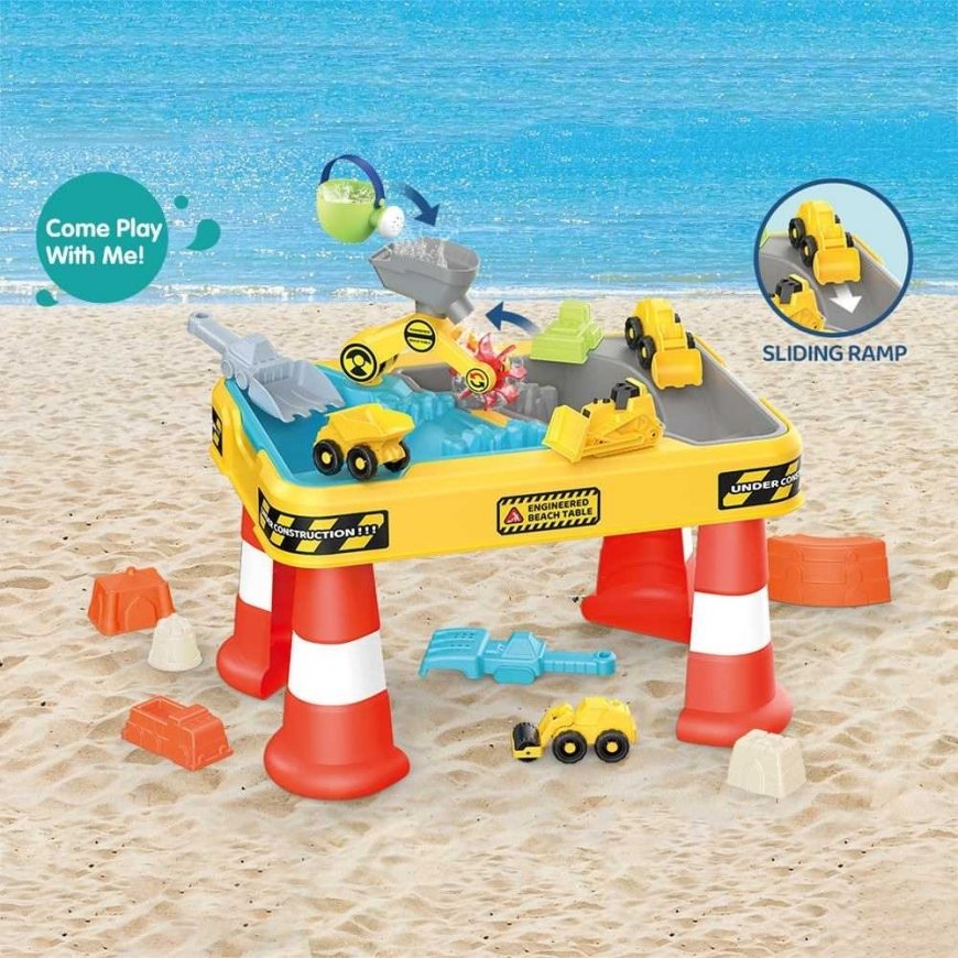 WOOPIE Table Water 2in1 Sandbox Construction Site + 4 Cars 12 pcs. – 2