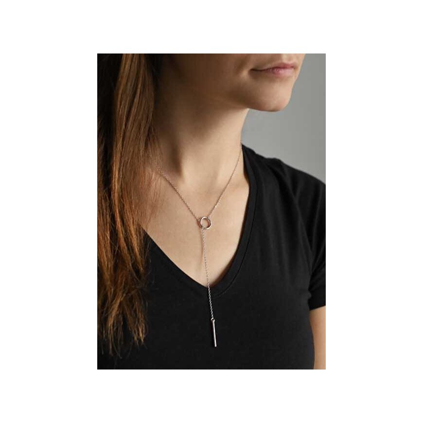 Agate Minimalist Silver Necklace for Women AGT-N006W