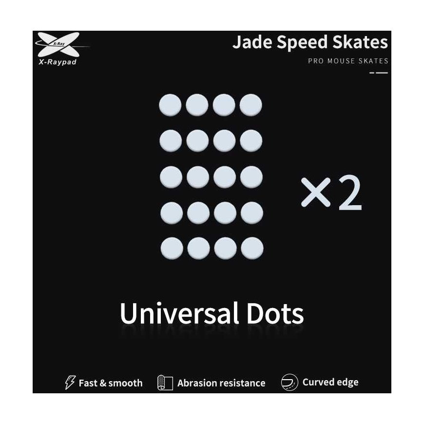 X-Raypad Jade -rullaluistimet, yleismalli, pistekuvio, valkoinen, 40 kpl. (⌀6,5 x 0,8 mm) (Valkoinen) Vaihtohiiren jalat – 2
