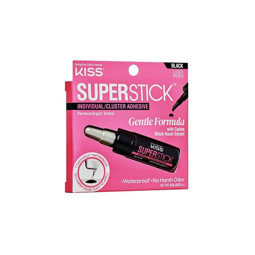 KISS Blakstienų klijai „Super Stick Individual“ (blakstienų gumulėlių klijai) 6,5 g juodi – 3
