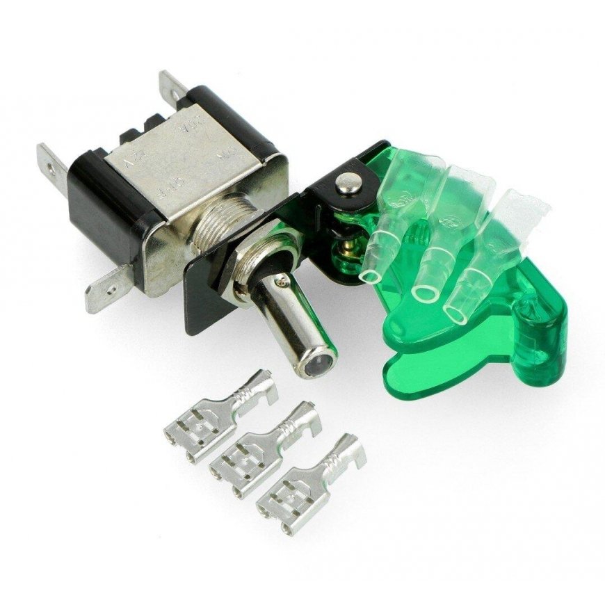 Tumbleris ON-OFF 12V / 20A su apšvietimu, žalias, Adafruit 3307 – 3