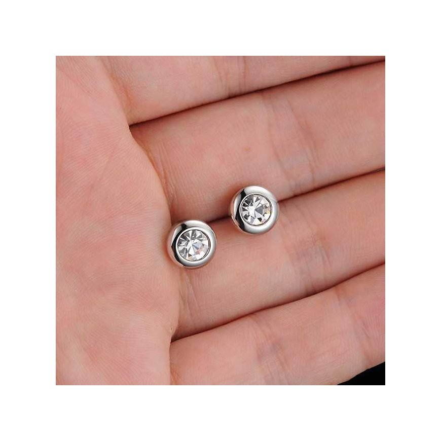 Troli Small bronze earrings with clear crystal
