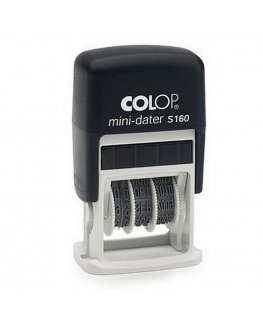COLOP Mini Dater S160 D03 -leimasin, musta runko, värittömällä tyynyllä