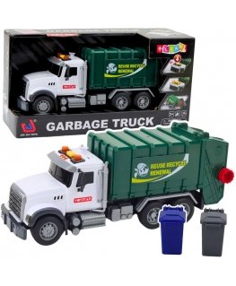 Lean Toys Vihreä Lelu Roska-auto Valoilla ja Äänillä 1:14