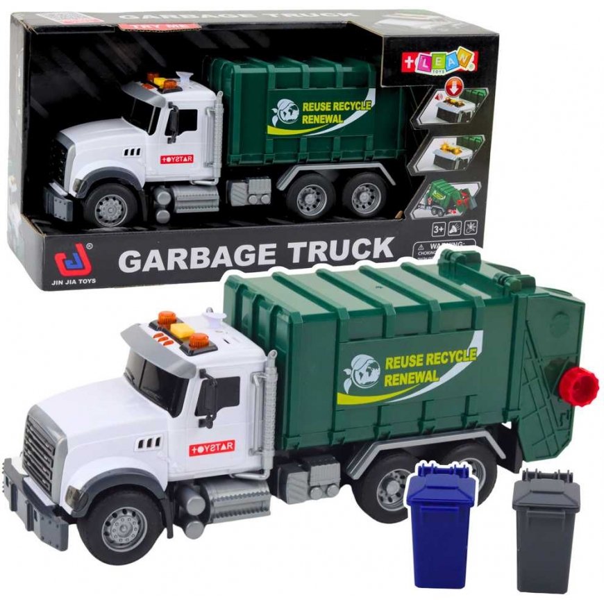 Lean Toys Vihreä Lelu Roska-auto Valoilla ja Äänillä 1:14 – 5