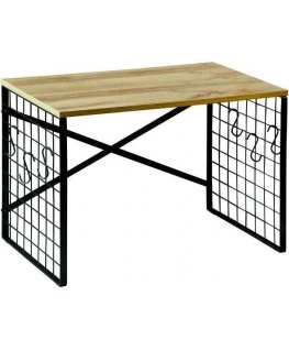 Kesper Metal kitchen shelf with hooks and oak decor, 52 x 32.5 cm
