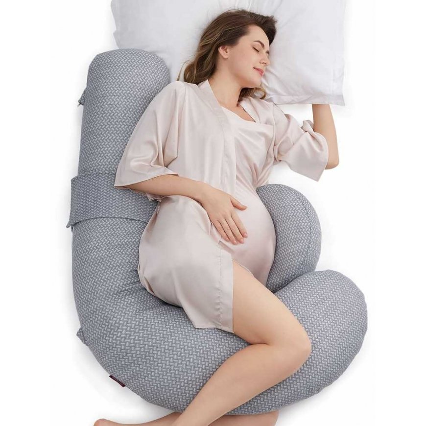 MOMCOZY PREGNANCY PILLOW WITH COOLING FABRIC, F-SHAPED