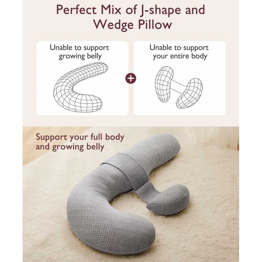 MOMCOZY PREGNANCY PILLOW WITH COOLING FABRIC, F-SHAPED – 4