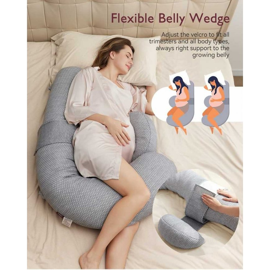MOMCOZY PREGNANCY PILLOW WITH COOLING FABRIC, F-SHAPED – 5