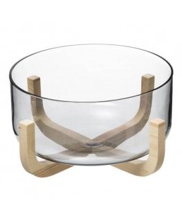 Secret De Gourmet ARHA salad bowl, 24 cm glass, with wooden stand