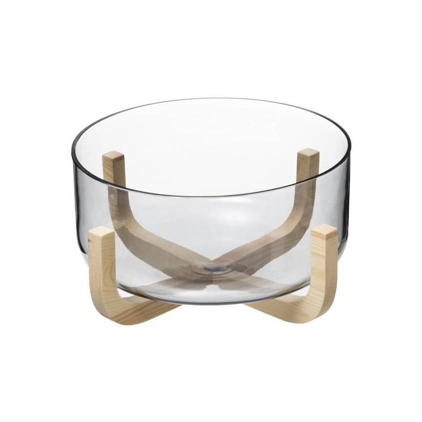 Secret De Gourmet ARHA salad bowl, 24 cm glass, with wooden stand