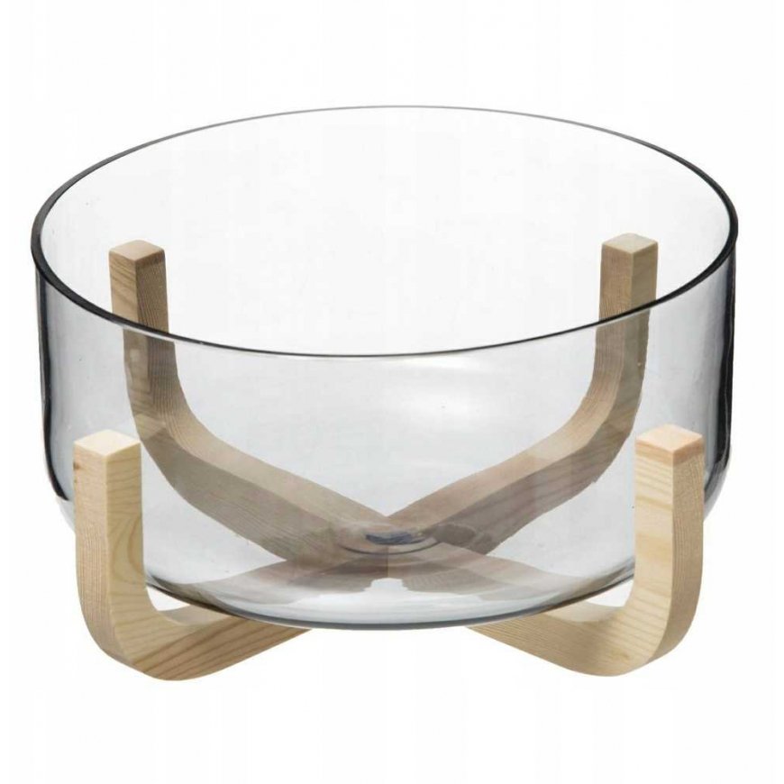 Secret De Gourmet ARHA salotų dubuo, 24 cm stiklas, su mediniu stovu – 4