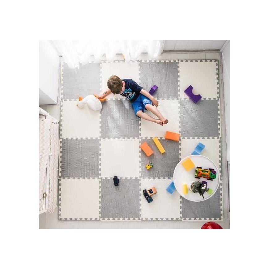 Large foam puzzle mat Ricokids 60x60cm 4 pcs. white and gray – 2