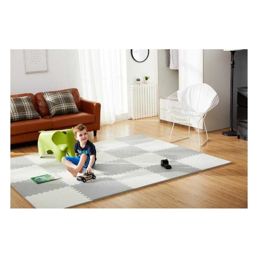 Large foam puzzle mat Ricokids 60x60cm 4 pcs. white and gray – 3