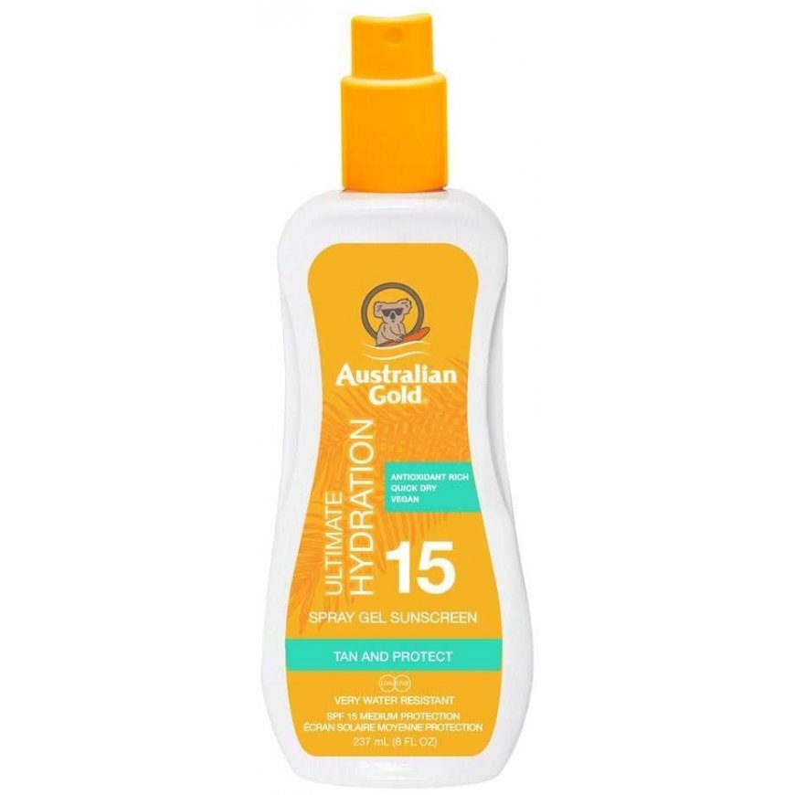 Australian Gold Sunscreen SPF15 Spray Gel Protective Sunscreen Spray, 237 ml