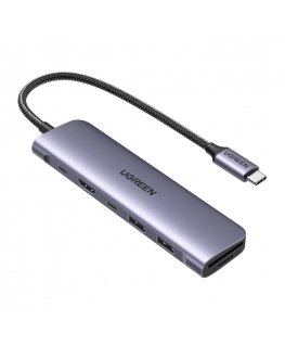 Ugreen 15214 knyginių kompiuterių dokas / jungčių replikatorius Vielinis USB 3.2 Gen 1 (3.1 Gen 1) Type-C Alyvų, Metalinis