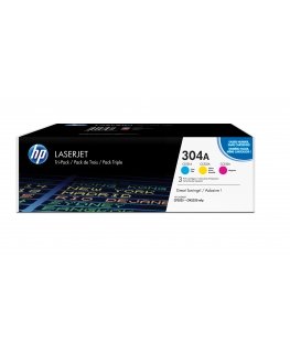 HP 304A, Упаковка 3шт, Оригинальные лазерные картриджи LaserJet, Голубой/Пурпурный/Желтый